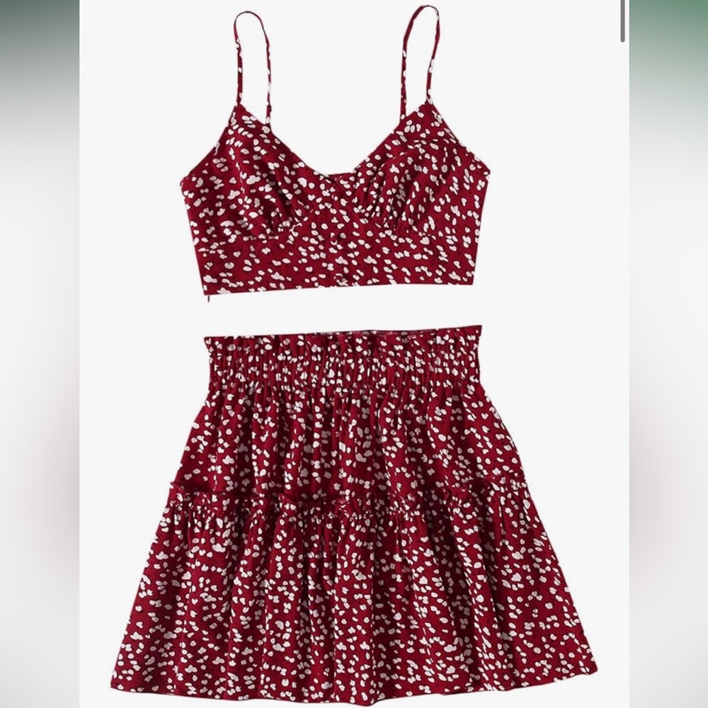 Red Floral Two-Piece Set